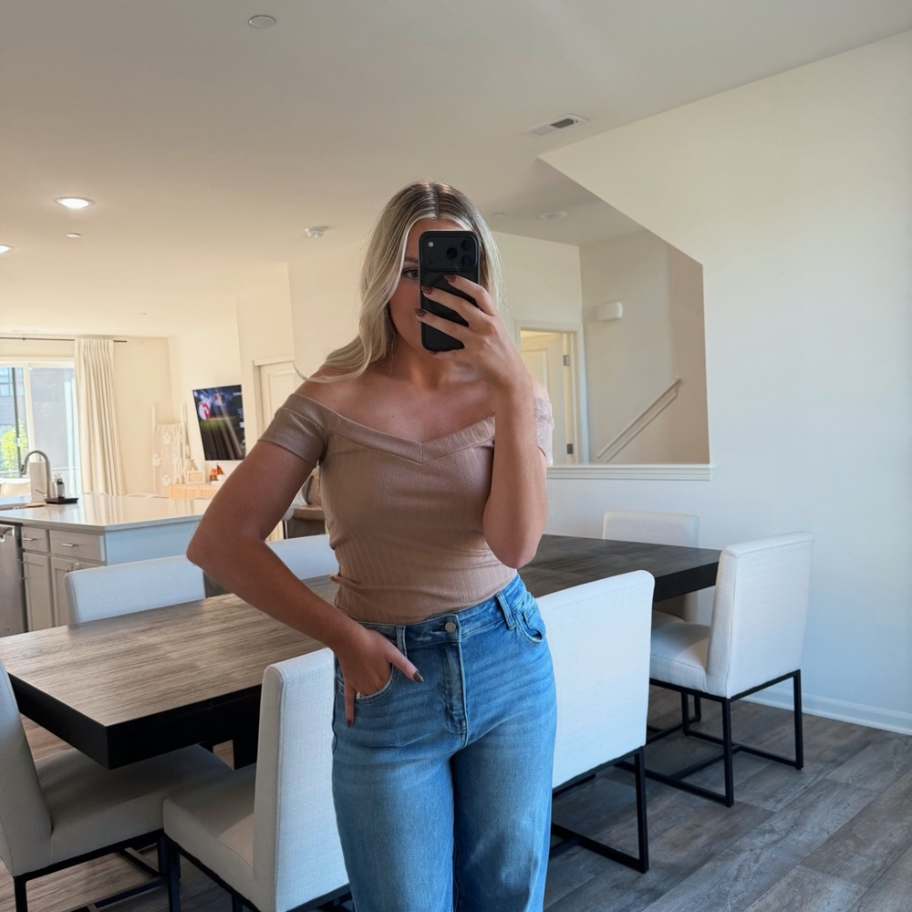 By Together Tan Off-Shoulder Blouse
